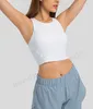 Lu Débardeur de yoga pour femme - Col haut - Dos nageur - Soutien-gorge de sport rembourré - Haut court d'entraînement avec étagère intégrée - A-07