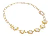 GuaiGuai Jewelry Cultured White Keshi Flower Pearl Gold Color Plated Link Chain Choker Necklace Handmade For Women Real Gems Stone7485355