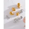 Ohrstecker Yhpup Edelstahl Wassertropfen Mode Hohlschraube Ohrringe Personalisierte Goldtextur Wasserdicht Charm Schmuck 231213