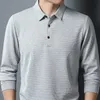 Polo's voor heren SHiONFA Wafel met lange mouwen, effen T-shirt Elasticiteit Vrije tijd Herfstkleding Comfortabel Turn-down kraag Casual poloshirts 4XL 231213