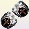 Masque en acier inoxydable celtique Cross médiéval ringpunk hommes ringsrock anneaux argent noir taille 71312934844983851