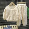 Пижама Детская пижама набор теплой осенняя зимняя одежда для детей для детей, девочки, утолщенная домашняя одежда, набор 1-10 лет R231214
