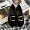 Designerschuhe Luxus Black Ballet Bowknot Flats Schuhe Frauen Frühling gesteppt echtes Leder Frauen Samt Tanzschuhe runde Zehen Damen Kleidschuhe