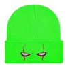 Boll Caps Women Män skrämmande skräck Joker -ögon broderad stickad hatt varm pullover Hip Hop Woolen för