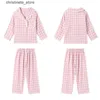 Pyjamas Girl's Turndown Collar Pink Plaid Pyjama Set Sweet Kid Vintage Toddler Kids Pyjamas Set Sleep Loungewear Childrens Clothing