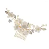 Hair Clips 10 Teeth Side Combs With Color-preserving Alloy Pearls Ceramics Flower For Women Mother Daughter Friends