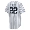 Juan Soto 22 Koszulki baseballowe Aaron Judge 99 Anthony Volpe 11 Giancarlo Stanton 27 Anthony Rizzo 48 Jersey White Color Button Up Men Size S-XXXL Zszyty