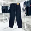 xinxinbuy 2024 män kvinnor designer jeans byxa emboss brev jacquard paris broderi set denim casual byxor svart blå grå m-3xl