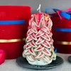 Designer Candles German L Hand-carved Candle V with Candle Tray Classic Red and Green Color Hand-made Candle Ribbon Gift Boxes Packaging