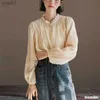 Damesblouses Shirts Chic Korea Tops Blusas Dames 2023 Nieuw Design Effen Kleur Ruches Blouses Japan Meisjes Preppy Stijl Retro Vintage ShirtsL231214