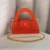 Sacos de noite Handmade Bead Bag Long Chain Hand-Woven Celebrity Handbags Design exclusivo Ladies Party Bag Top-handle Phone Purses and Handbags T231214