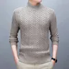 Maglioni da uomo maglione tinta unita accogliente manica lunga collo semi-alto lavorato a maglia pullover caldo e spesso per l'autunno inverno vestibilità slim