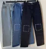 Designer Womens Plus Size Jeans slitna broderier Rippade långt höga midja breda benbyxor Kvinna Hip Hop 25-30 Storlek