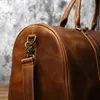 Duffel Bags NZPJ Masculino Retro Couro Grande Capacidade Saco de Viagem Crazy Horse Bolsa de Couro Camada Superior Couro Viagem de Negócios Bolsa de Ombro 231214