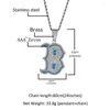 Pendentif Colliers Hip Hop 3A CZ Pierre Pavée Bling Glacé Lumineux Lettre B Pendentifs Pour Hommes Rappeur Bijoux Goutte