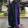 メンズパンツ2023黒い針ワイドレッグパンツ男性女性