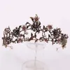 Baroque vintage noire violet cristal perles de mariée Tiaras Crown Pageant Diadem Veil Tiara Wedding Hair Accessoires 210701251N