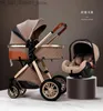 Barnvagnar# 2020 Ny barnvagn 3 i 1 Högt landskap Barnvagnar som ligger liggande babyvagn fällbart ljus med Bassinet Cradel Q231215