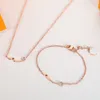 Luxury Pendant Necklace Flower Bracelet Fashion for Man Woman Rose Gold Necklaces Bangles Highly Quality Women Party Wedding Lover218M