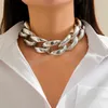 Collier CCB en plastique exagéré pour femmes, grande chaîne épaisse, Vintage Goth, serrure torsadée, bijoux ras du cou épais