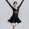 Stage Wear 2023 Latin Dance Dress Black Long Sleeves Performance Dancing Girls Ballroom Competition Dresses SL8053