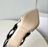 Slingback hakken Kristallen gesp Gevlokte satijnen pumps Sandalen Geruite stiletto hakken Leren zool Luxe designer dames Feestbruiloft Avondschoenen Maat 34-42