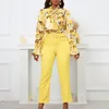 Abbigliamento etnico Abbigliamento africano per le donne Primavera Africa 2024 Plus Size Outfit Stampa Camicia Pantaloni Set da 2 pezzi Set coordinati con cintura