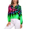 Blouses pour femmes Tie Dye Spiral Swirl Blouse Bleu et Violet Bureau Travail Personnalisé Femmes À Manches Longues Chemise Streetwear Automne Tops Surdimensionnés