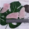 Pistola de masaje Mas Gun Gua Sha Herramienta 100% natural Piedra de cuarzo rosa China Tradicional Spa facial Acupuntura Scra Curación para el cuidado de la salud DHCML