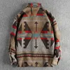 Suéter masculino pesado vintage padrão tribal tecido de lã camisa de manga comprida outono e inverno grosso quente americano casaco casual