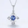 CZCITY prawdziwy 925 Sterling Silver Snowflake Wisiant Naszyjnik kamień szlachetny CZ Naszyjnik w srebrnej biżuterii dla kobiet