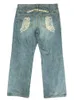 Kvinnors jeans y2k mode streetwear harajuku retro överdimensionerad grafisk tryck på baggy denim pants män kvinnor goth breda byxor 231214