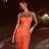 Sukienki swobodne damskie odzież moda pomarańczowa prześwita