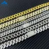 Moissanite Iced Out Chain Vvs Diamond 925 Sliver Cuban Link Necklace Cheap Price Hip 8mm 10mm 12mm Wide Cuban Chain