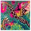 Scarves POBING Manual Hand Rolled Twill Silk Scarf Women Three Giraffes Square Scarves Echarpes Foulards Femme Wrap Bandana Hijab 90CM 231214