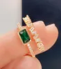 Mode enkla 2Rows Green Cubic Zirconia Gold Filled Party Löfte Finger Rings for Women Wedding Bridal Engagement Jewelry Lover8329771