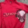 Mens hoodies tröjor y2k hoodie jnco gotisk röd skalle broderi pullover hip hop tröja säljer personlighet retro kvinnor män streetwear 231213