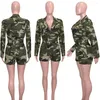 Damesjumpsuits Europese jumpsuit met lange mouwen Camouflage kort