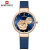 NAVIFORCE Reloj para mujer de primeras marcas, relojes de cuarzo azul y oro rosa para mujer, reloj de pulsera resistente al agua de malla de acero para niña, reloj femenino 20246K