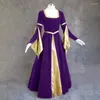 Casual Dresses Women Medieval Renaissance Dress Retro Gothic Royal Court Cosplay Costume Flare Lång ärm i midjan