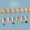 Hangers 1/10pcs Stainless Steel Clothespins Laundry Clothes Pegs With Hook Portable Hanging Clip Wardrobe Organizer Hanger