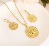 Nytt mode Jamaica Coco Tree Fine Solid Gold Finish Symp Set Pendant Necklace Earring Fashion Circle Design Wedding Bridal9644239