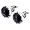 Stud 7MM cuadrado redondo pendientes de circón negro para hombres joyería de moda Vintage sección rómbica hombre Cool Punk elegante Man13063