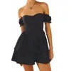 Casual Jurken ZIYIXIN Vrouwen Y2k Romper Jurk Met Shorts Korte Mouw Sexy Effen Kleur Body Ruche Off-shoulder Party