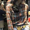 Women's Blouses Shirts 2022 Spring Autumn New Arts Style Women Long Sleeve Turn-down Collar Loose Shirts Vintage Cotton Linen Plaid Casual Blouse C254 YQ231214