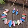 Collier et boucles d'oreilles en ensembles de feuilles colorées, bijoux exagérés, ras du cou, cadeau de noël, émail, Streetwear, colliers pour femmes, 2024