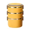 Dinnerware Stainless Steel Lunch Box Multi-Layer Insulation Thermal Container Pink Yellow Bento