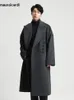 Kurtki męskie Mauroicardi jesienne zima długie, zbyt duże, miękkie, ciepłe, ciemnoszare wełniane płaszcze mężczyźni luźne luksusowe designerskie ubrania 231214