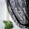 Curtain Black Floral Tulle Ruffle Lace Vintage Voile Sheer Curtains for Bedroom Romantic Flower Light Filtering Window Drapes Custom 231213