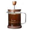 Koffie Potten Pot Franse Persen Brouwen Thee Brouwer Hoge Borosilicaatglas Walnoot Deksel Huishoudelijke Coffeeware 231214